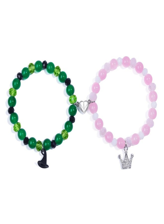 Korotho Friendship Matching Bracelets, Wcked Movie Merch Natural Stone Hat And Crown Best Friend BFF Bracelets Jewelry Christmas Valentine's Day Gifts for Fans Friends Party Gift (W) - Image 1